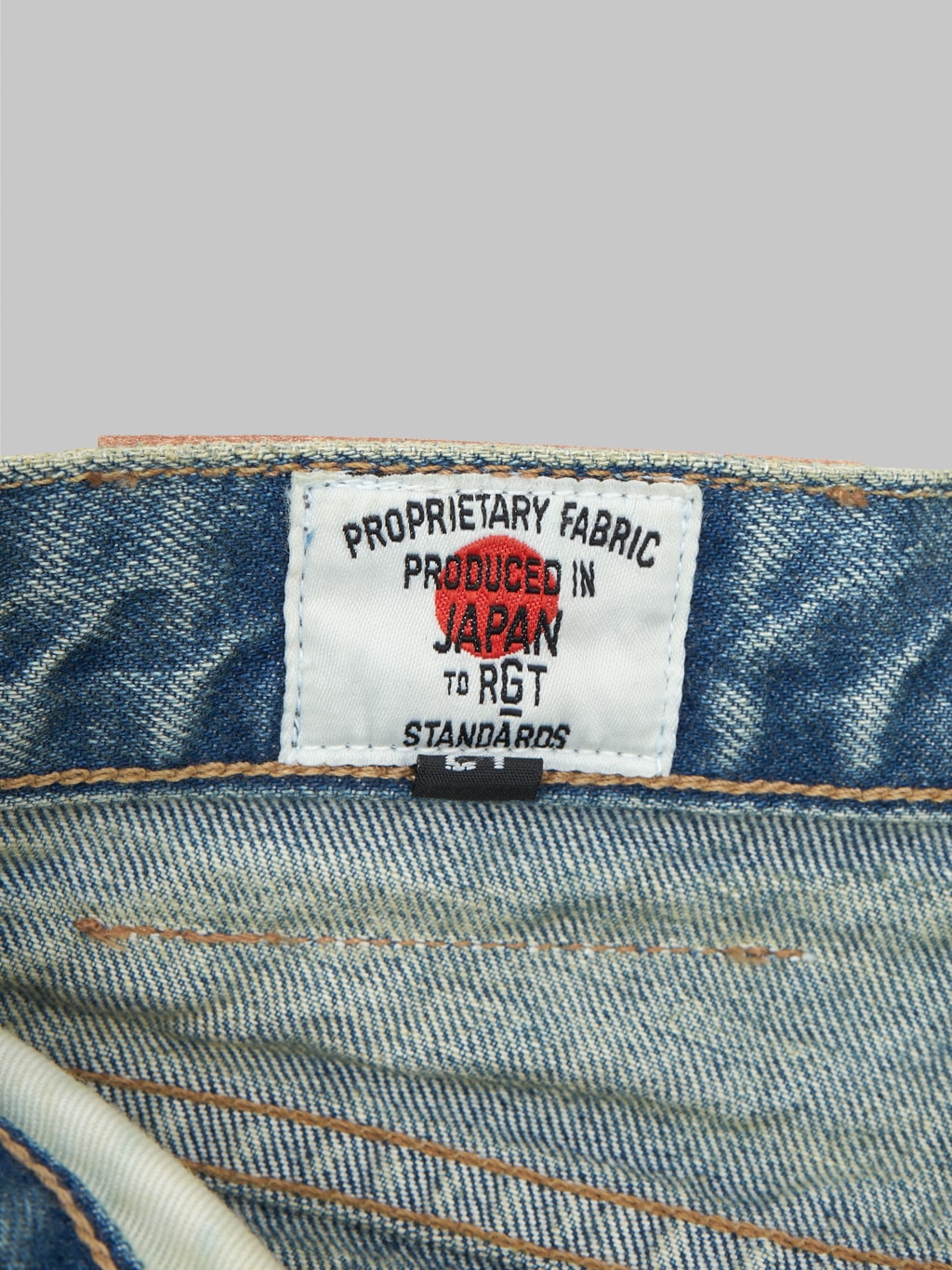 rogue territory strider light indigo wash selvedge jeans interior tag