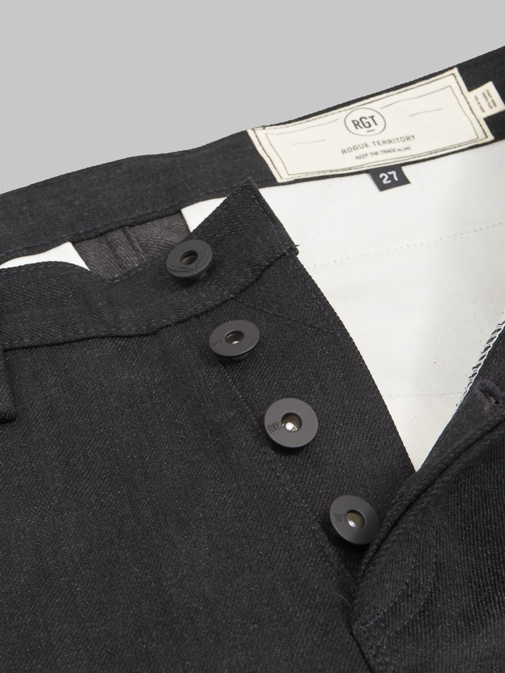 rogue territory 15oz officer trousers stealth slim tapered buttons