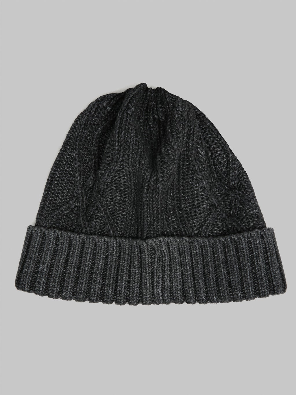 rototo aran cable watch cap black denim cotton fabric