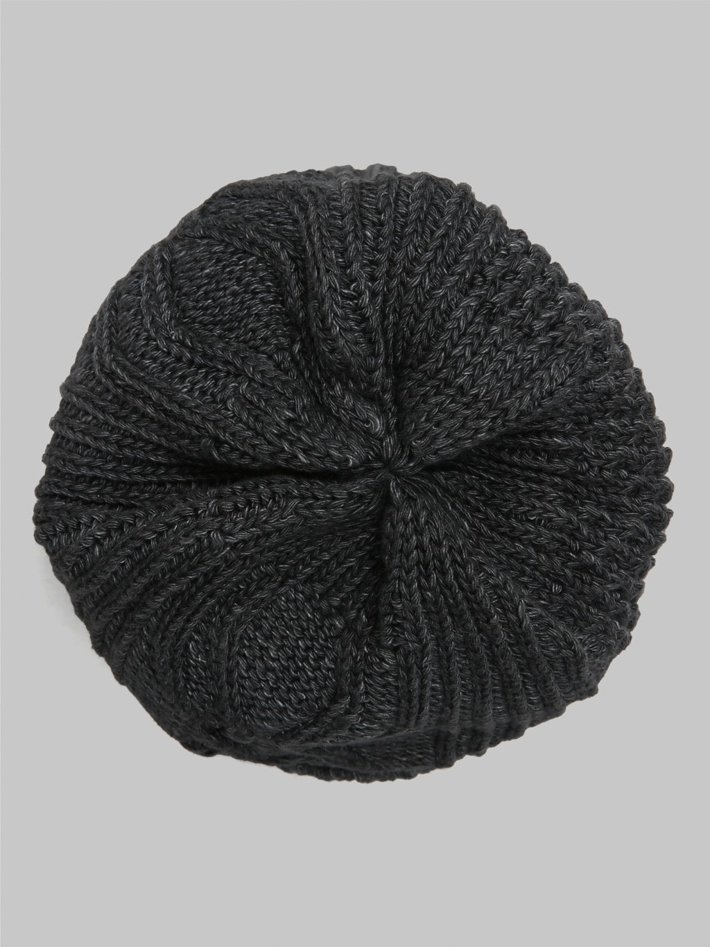 rototo aran cable watch cap black denim texture