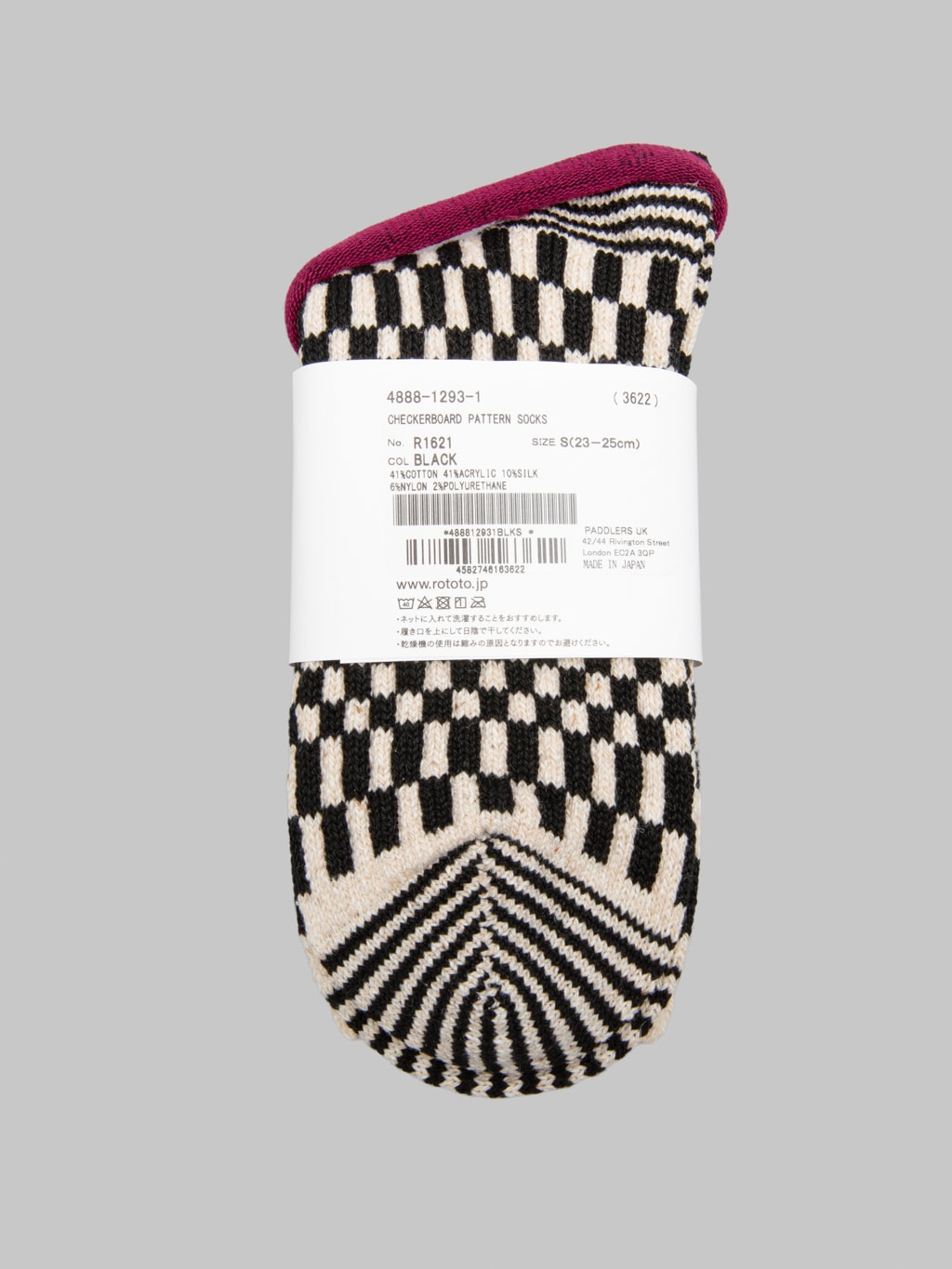 ROTOTO Checkerboard Pattern Socks Black