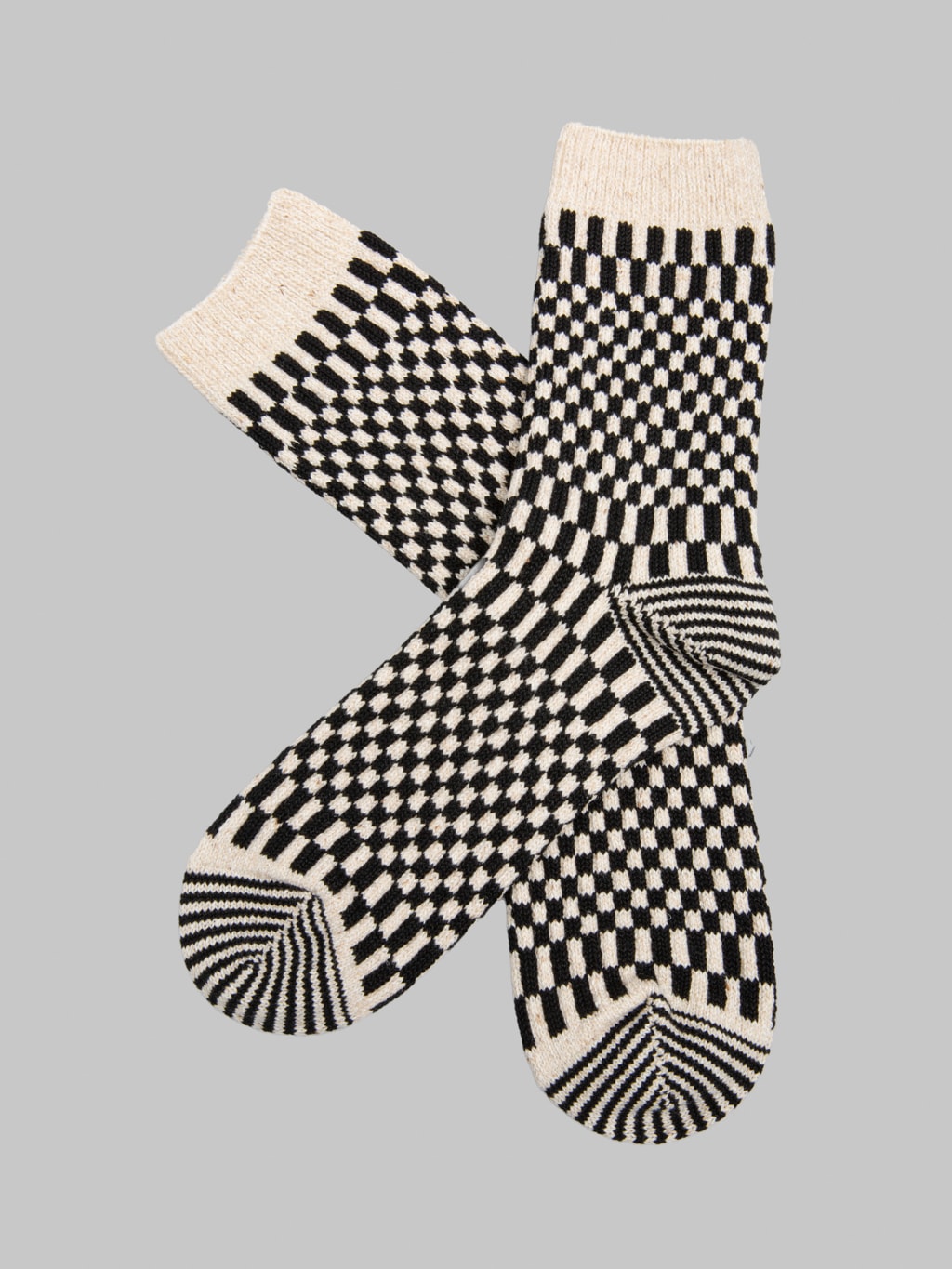 ROTOTO Checkerboard Pattern Socks Black