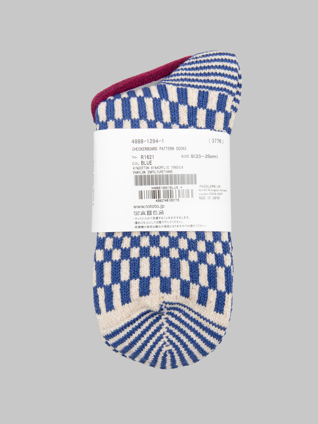 ROTOTO Checkerboard Pattern Socks Blue