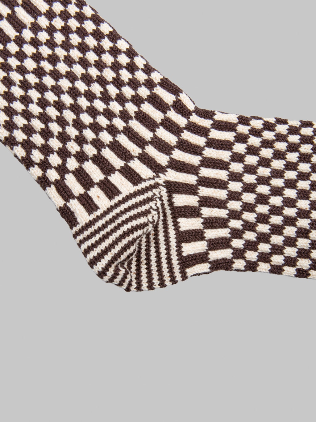 ROTOTO Checkerboard Pattern Socks Brown