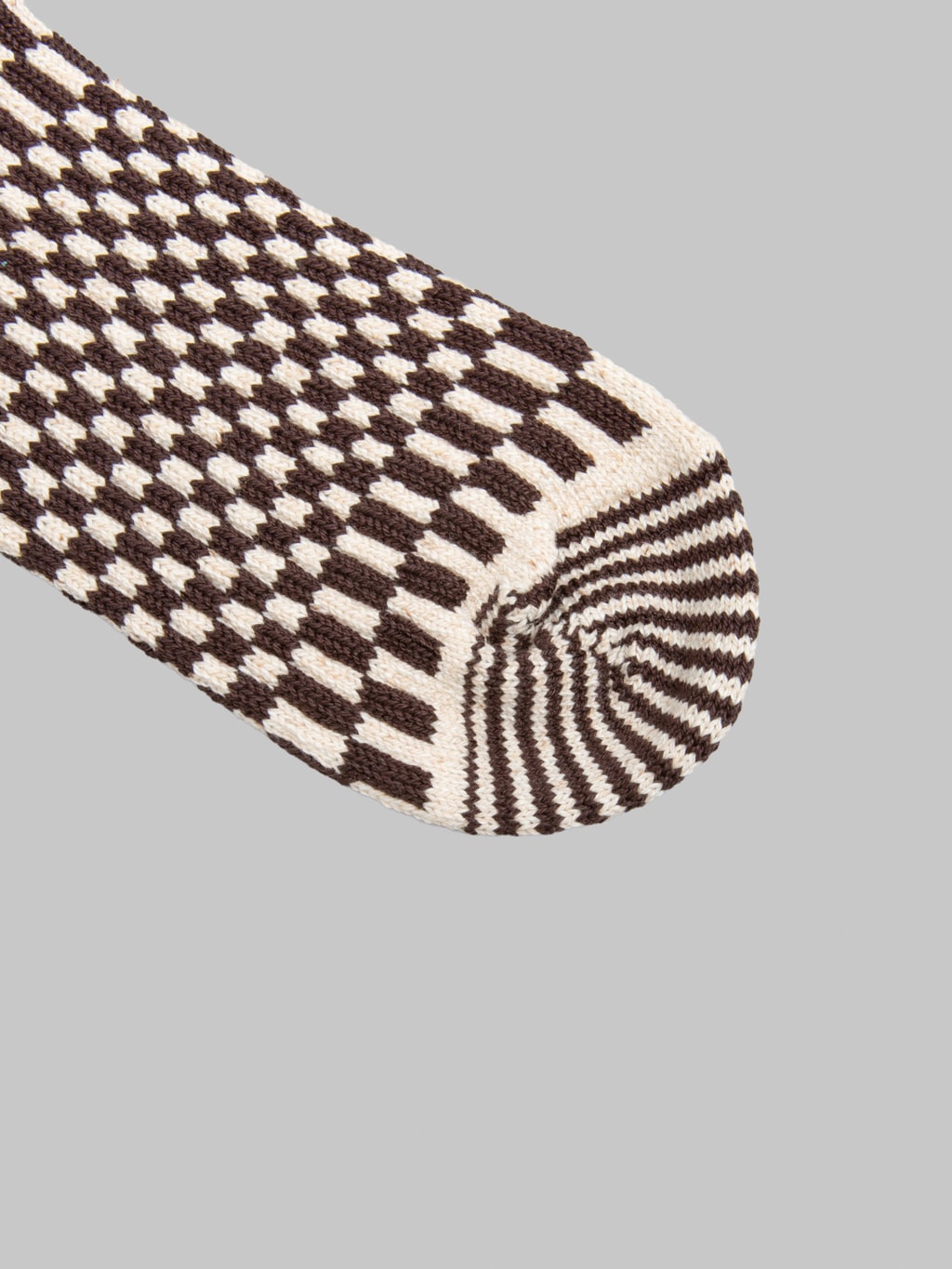 ROTOTO Checkerboard Pattern Socks Brown