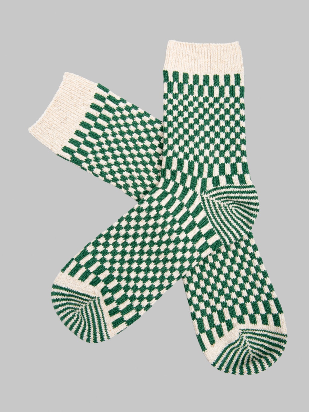 ROTOTO Checkerboard Pattern Socks Green