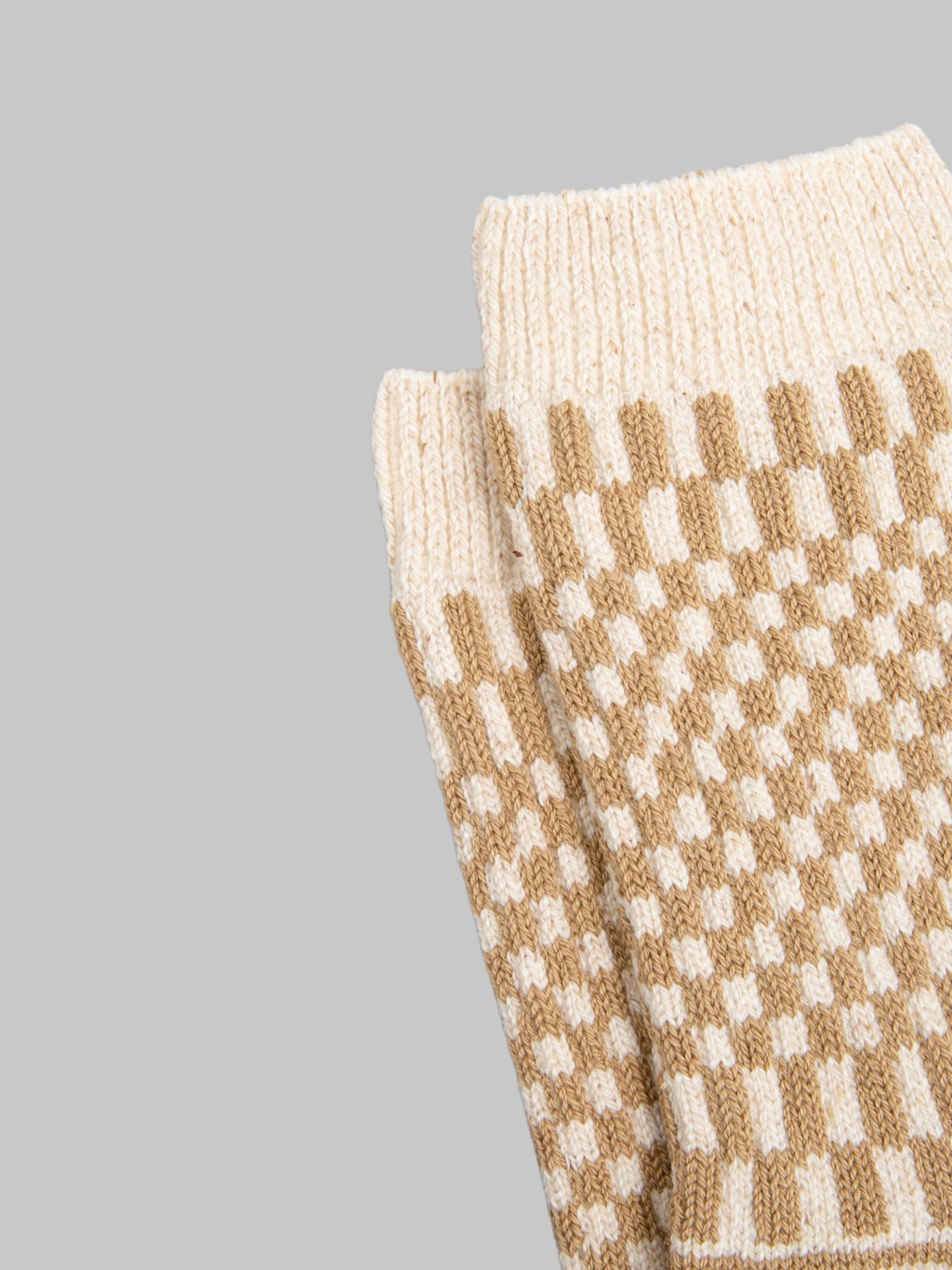 ROTOTO Checkerboard Pattern Socks Khaki