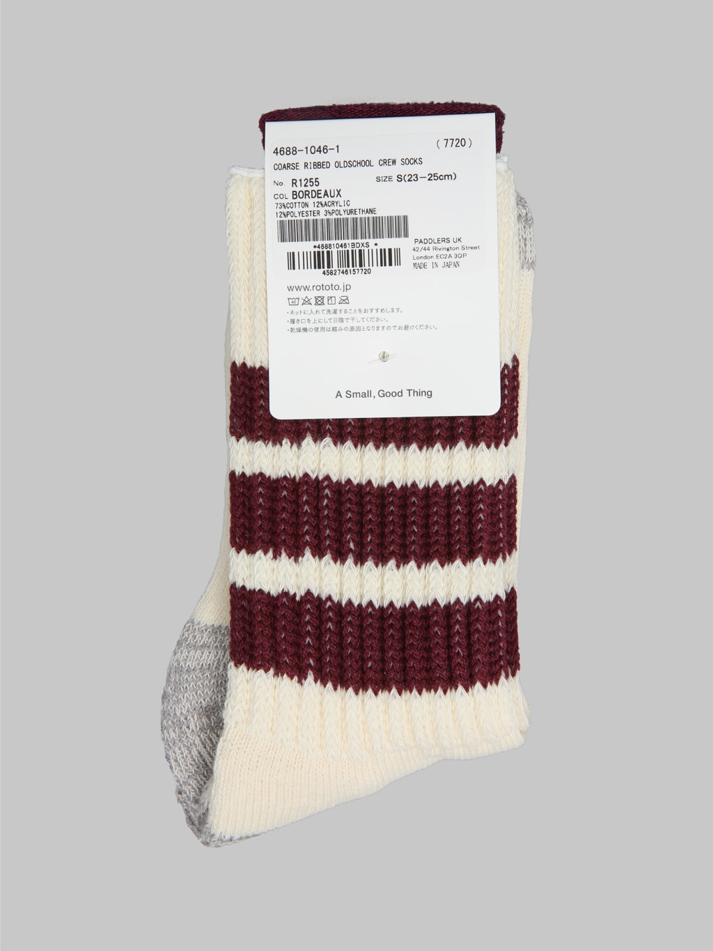 ROTOTO Coarse Ribbed Oldschool Crew Socks Bordeaux