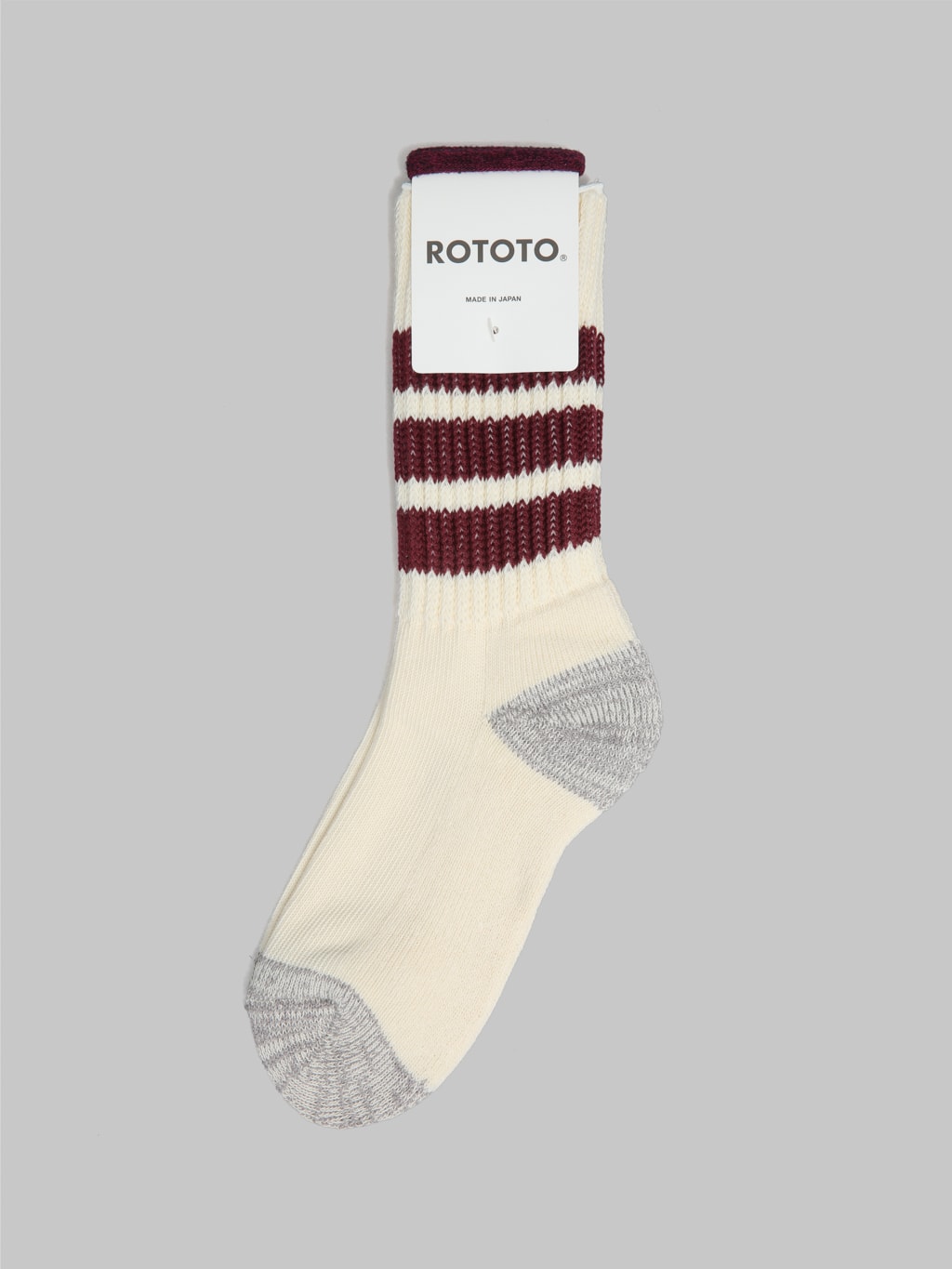 ROTOTO Coarse Ribbed Oldschool Crew Socks Bordeaux