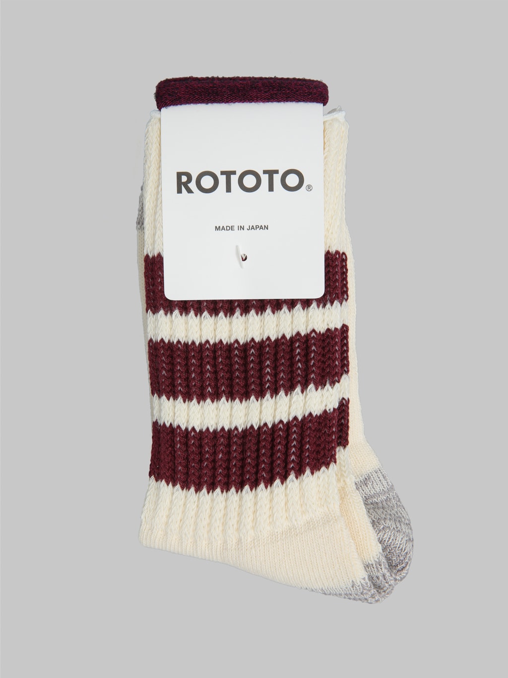 ROTOTO Coarse Ribbed Oldschool Crew Socks Bordeaux