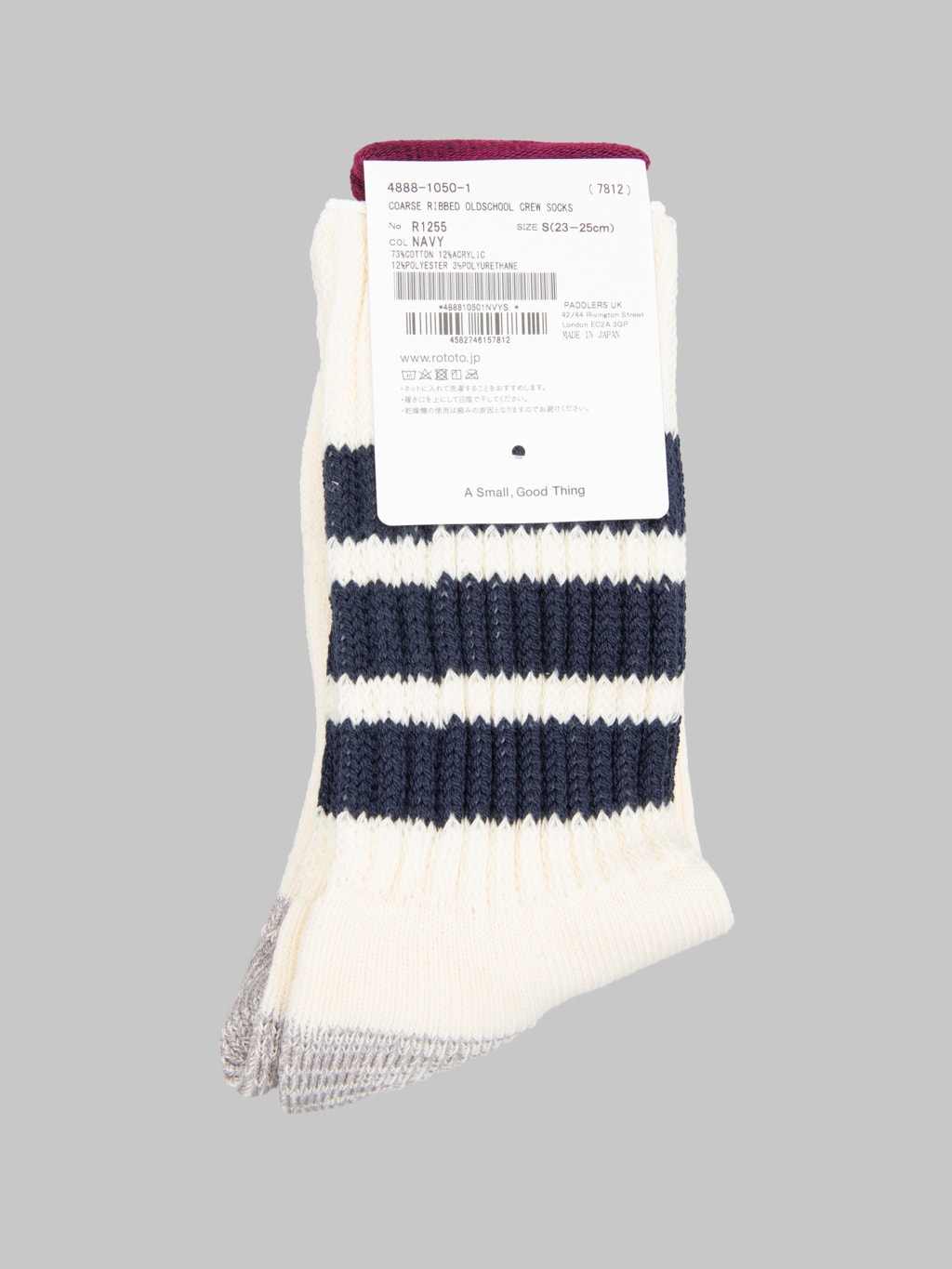 ROTOTO Coarse Ribbed Oldschool Crew Socks Navy