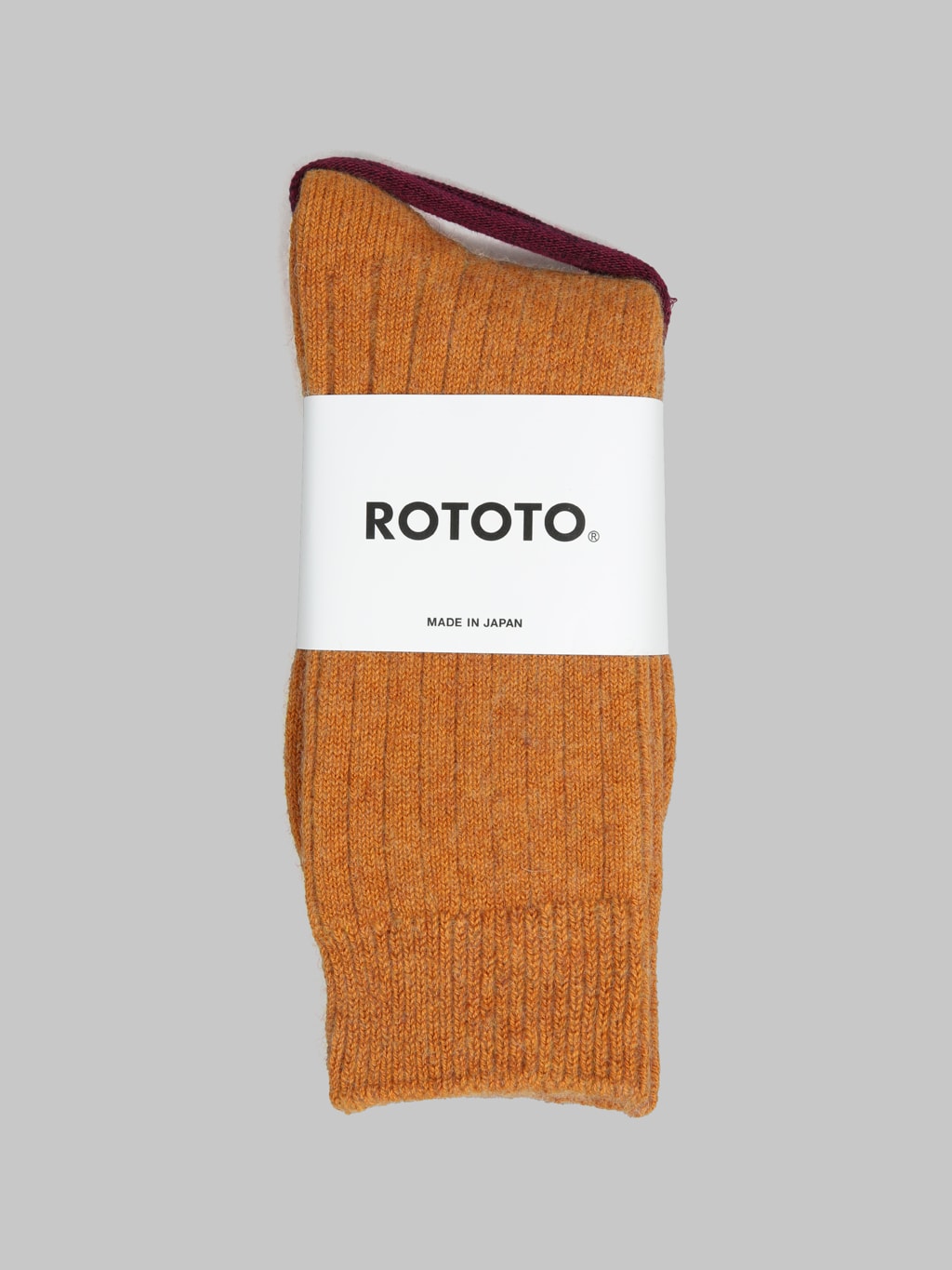 ROTOTO Cotton Wool Ribbed Crew Socks Gold