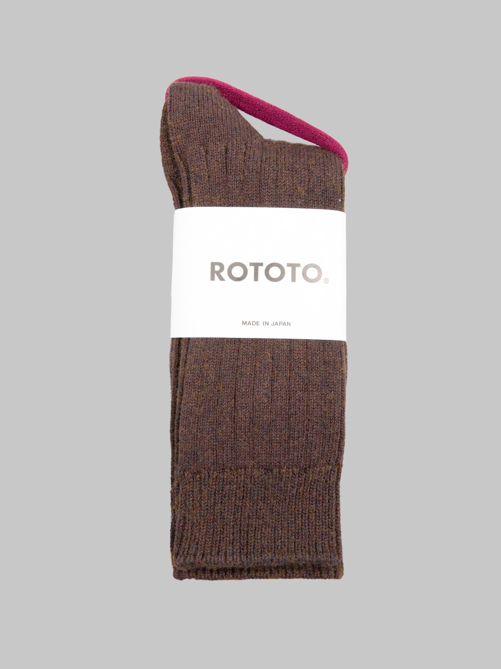 ROTOTO Cotton Wool Ribbed Crew Socks Dark Brown