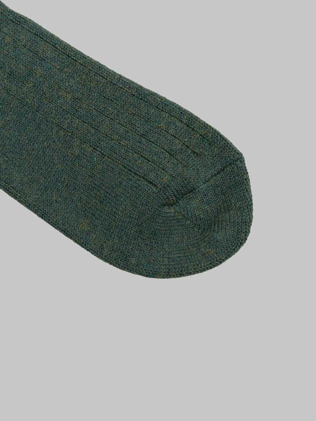 ROTOTO Cotton Wool Ribbed Crew Socks Dark Green