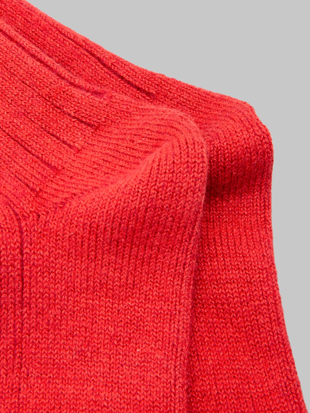 ROTOTO Cotton Wool Ribbed Crew Socks Red