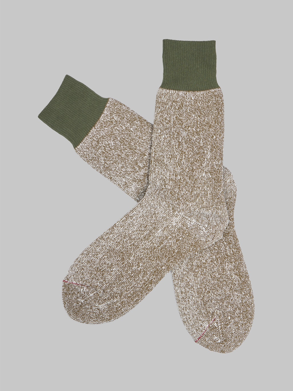 Rototo Double Face Socks Olive Khaki Texture