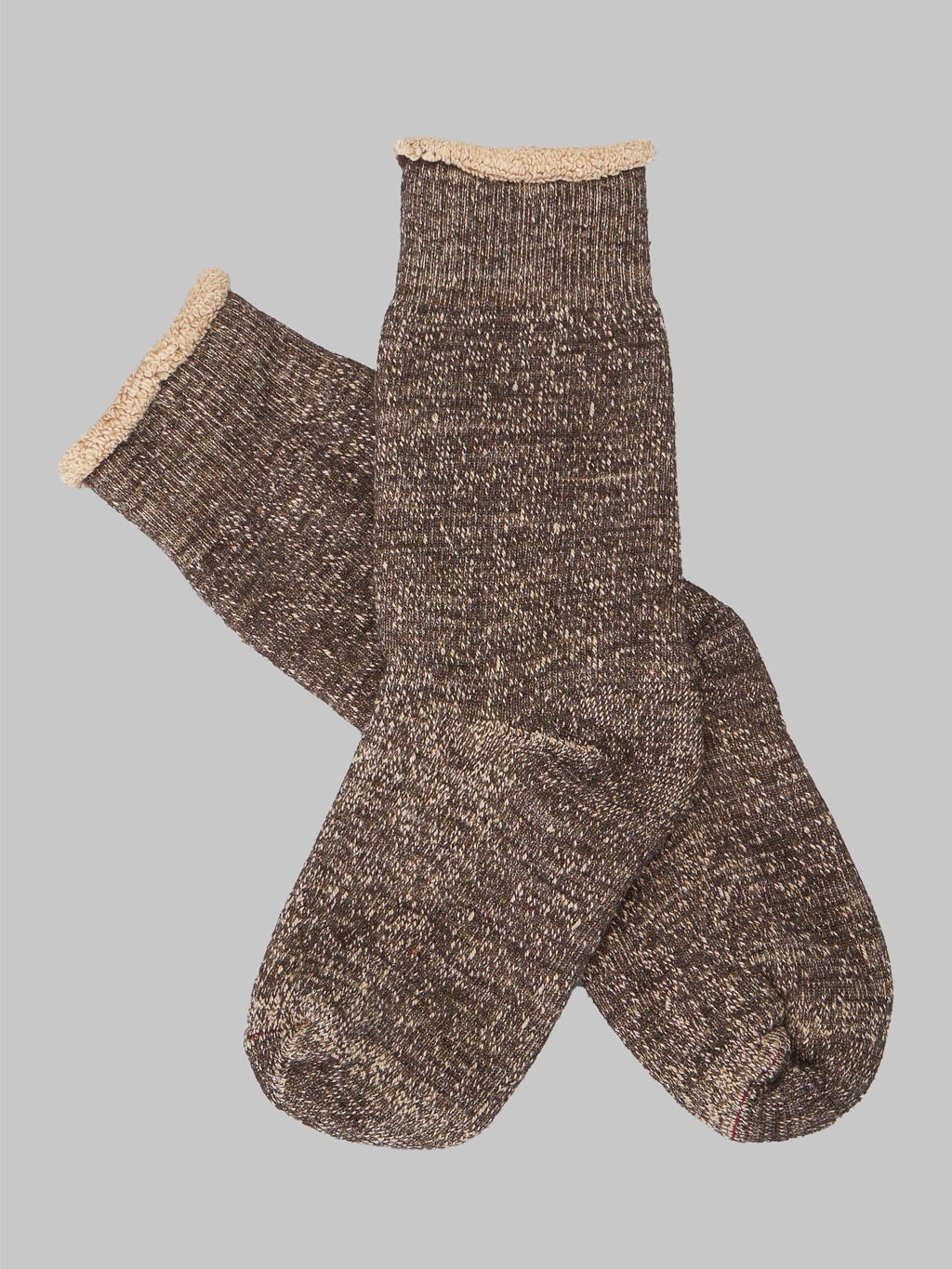 rototo double face crew socks dark brown made in japan