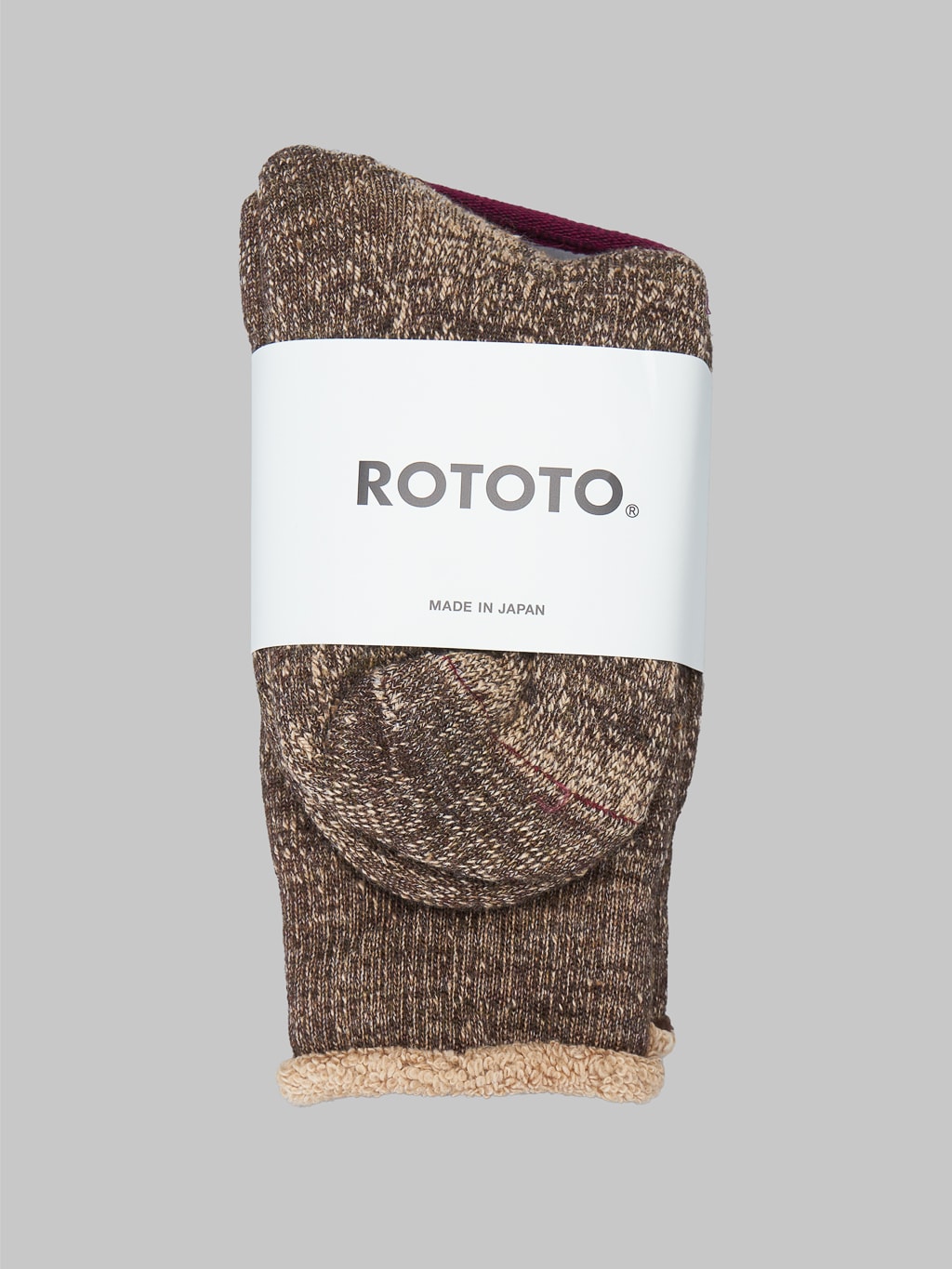 rototo double face crew socks dark brown