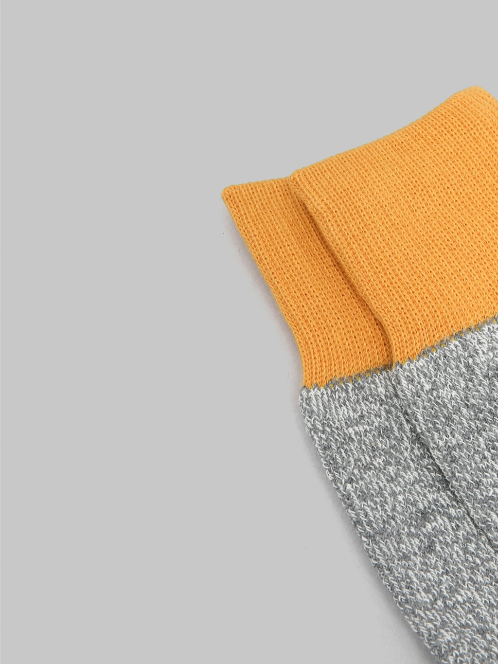 ROTOTO Double Face Crew Socks "Silk & Cotton" Dark Yellow/Grey