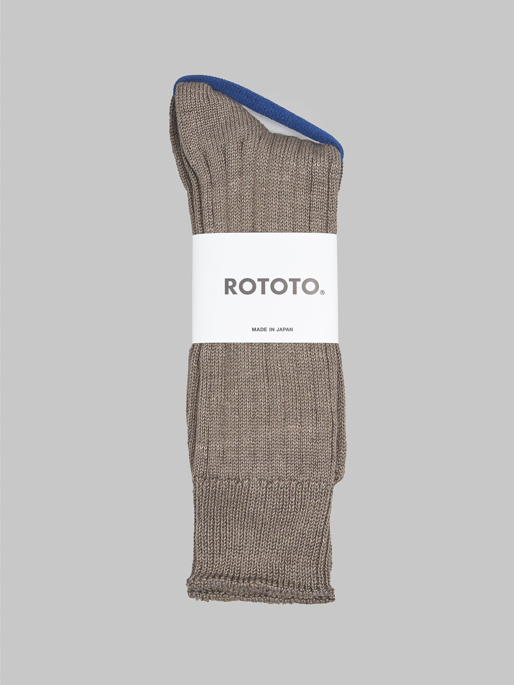 ROTOTO Linen Cotton Ribbed Crew Socks Dark Grey