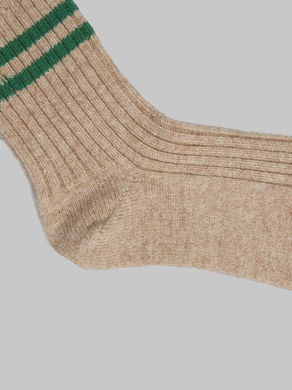 ROTOTO Merino Lambs Wool Stripe Socks Beige/Green