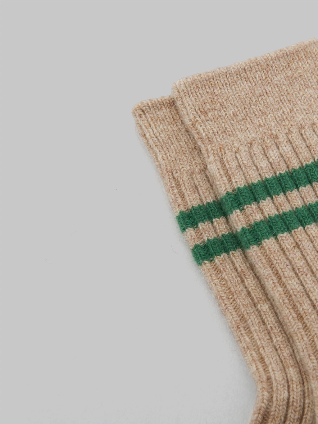 ROTOTO Merino Lambs Wool Stripe Socks Beige/Green