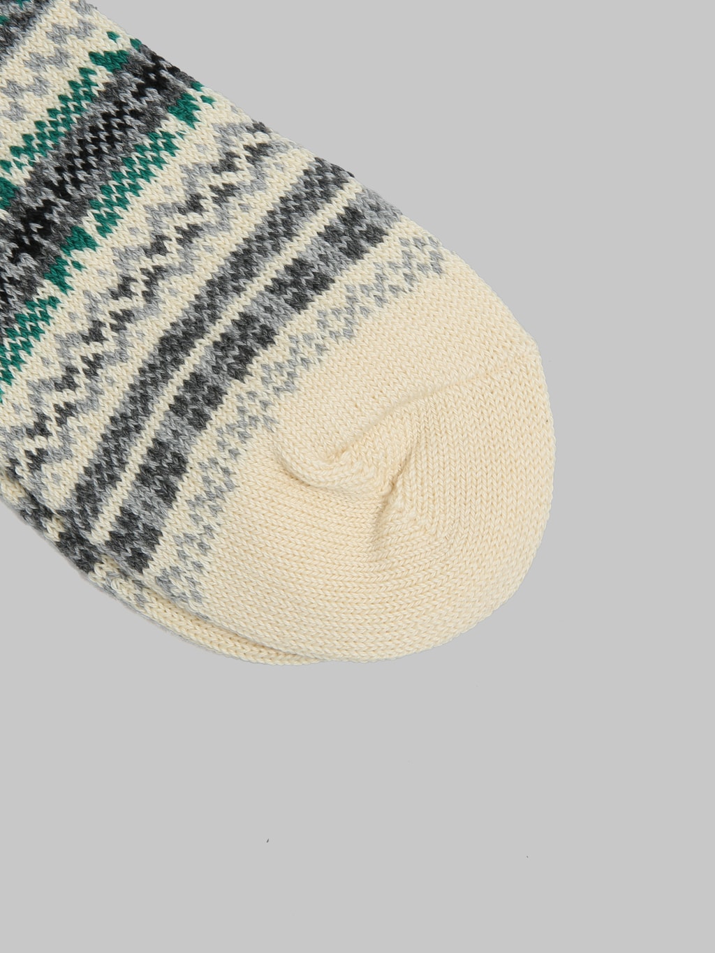 rototo multi jacquard crew socks fairisle ivory toe