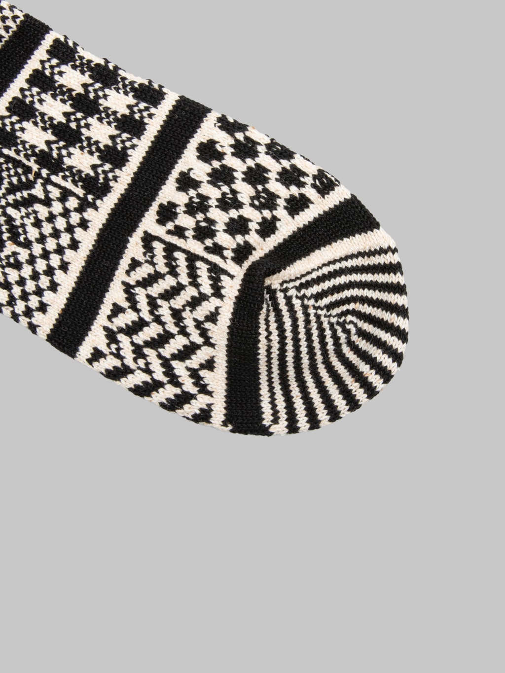 ROTOTO Multi Jacquard Crew Socks Ivory/Black