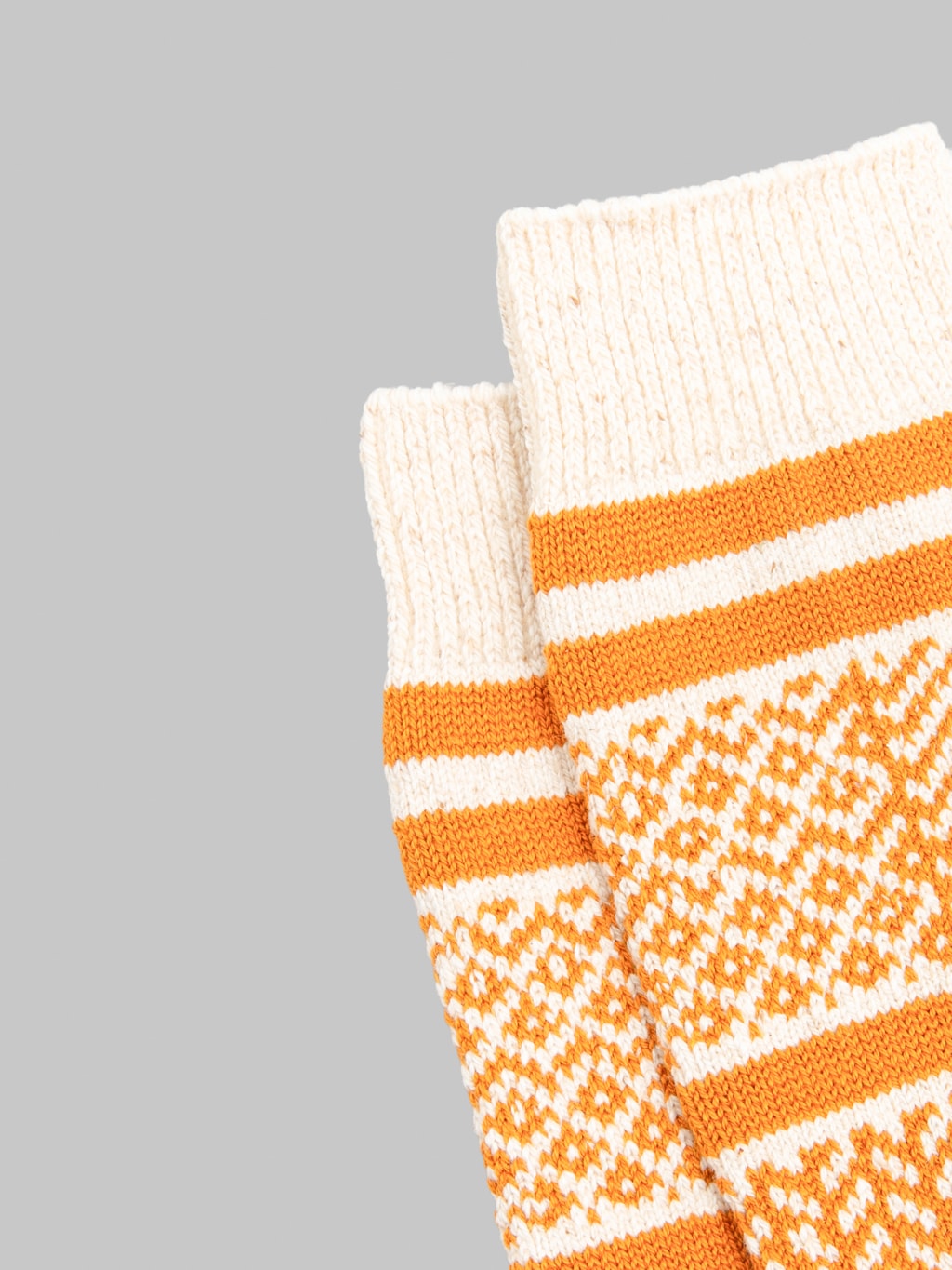 ROTOTO Multi Jacquard Crew Socks Ivory/Gold