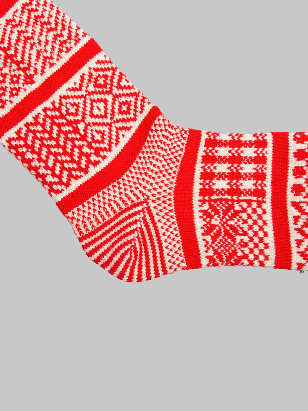 ROTOTO Multi Jacquard Crew Socks Ivory/Red