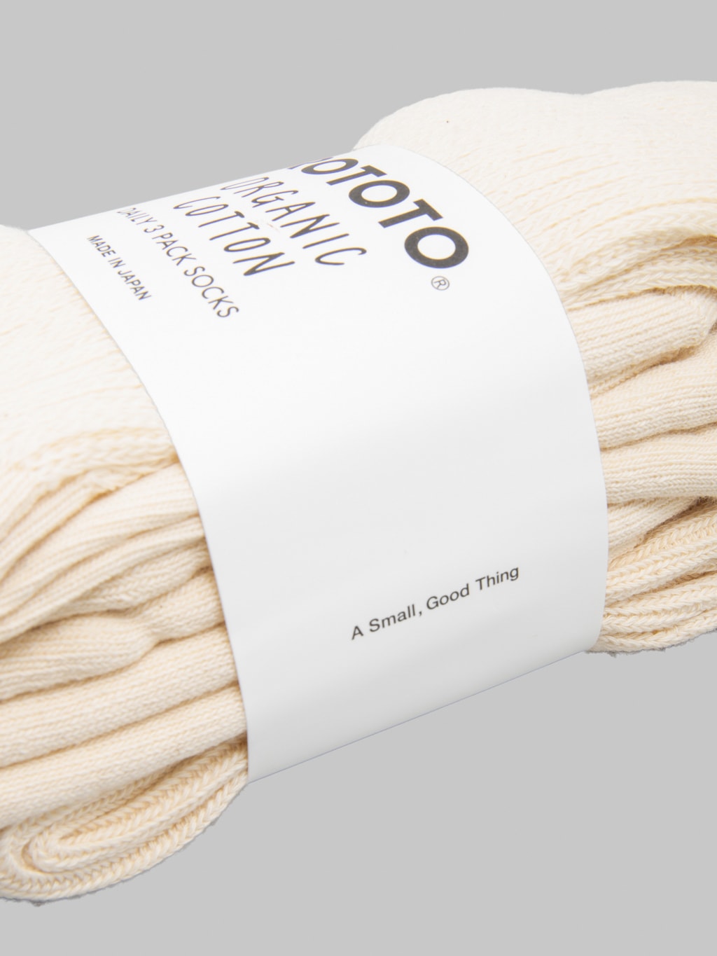 ROTOTO Organic Cotton Daily 3 Pack Ribbed Crew Socks Ecru