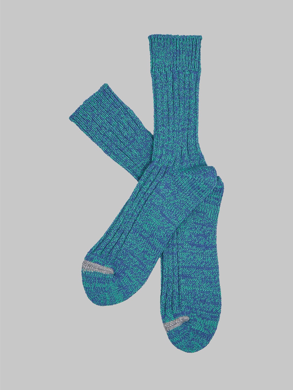 ROTOTO Recycle Cotton Ribbed Crew Socks Blue/Green