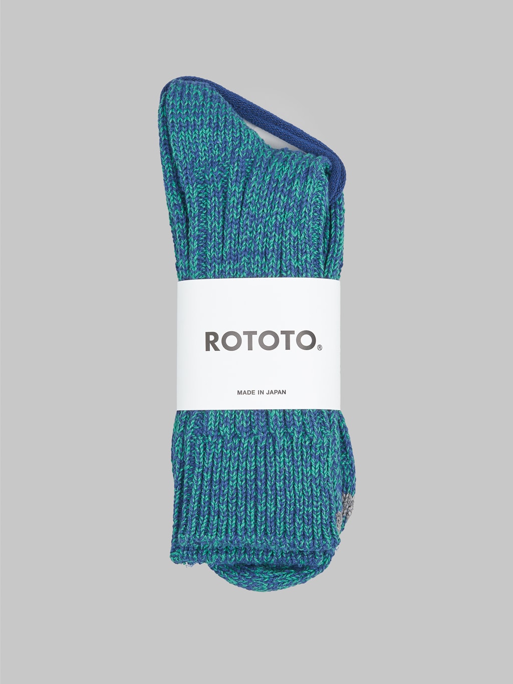 ROTOTO Recycle Cotton Ribbed Crew Socks Blue/Green