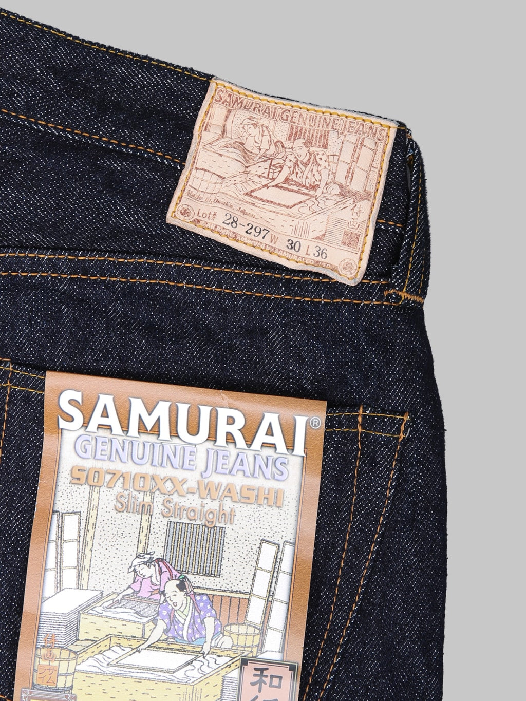 Samurai Jeans S0710XX Washi Denim 15oz Slim Straight Jeans leather patch