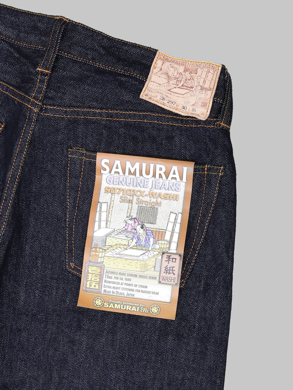 Samurai Jeans S0710XX Washi Denim 15oz Slim Straight Jeans pocket flasher