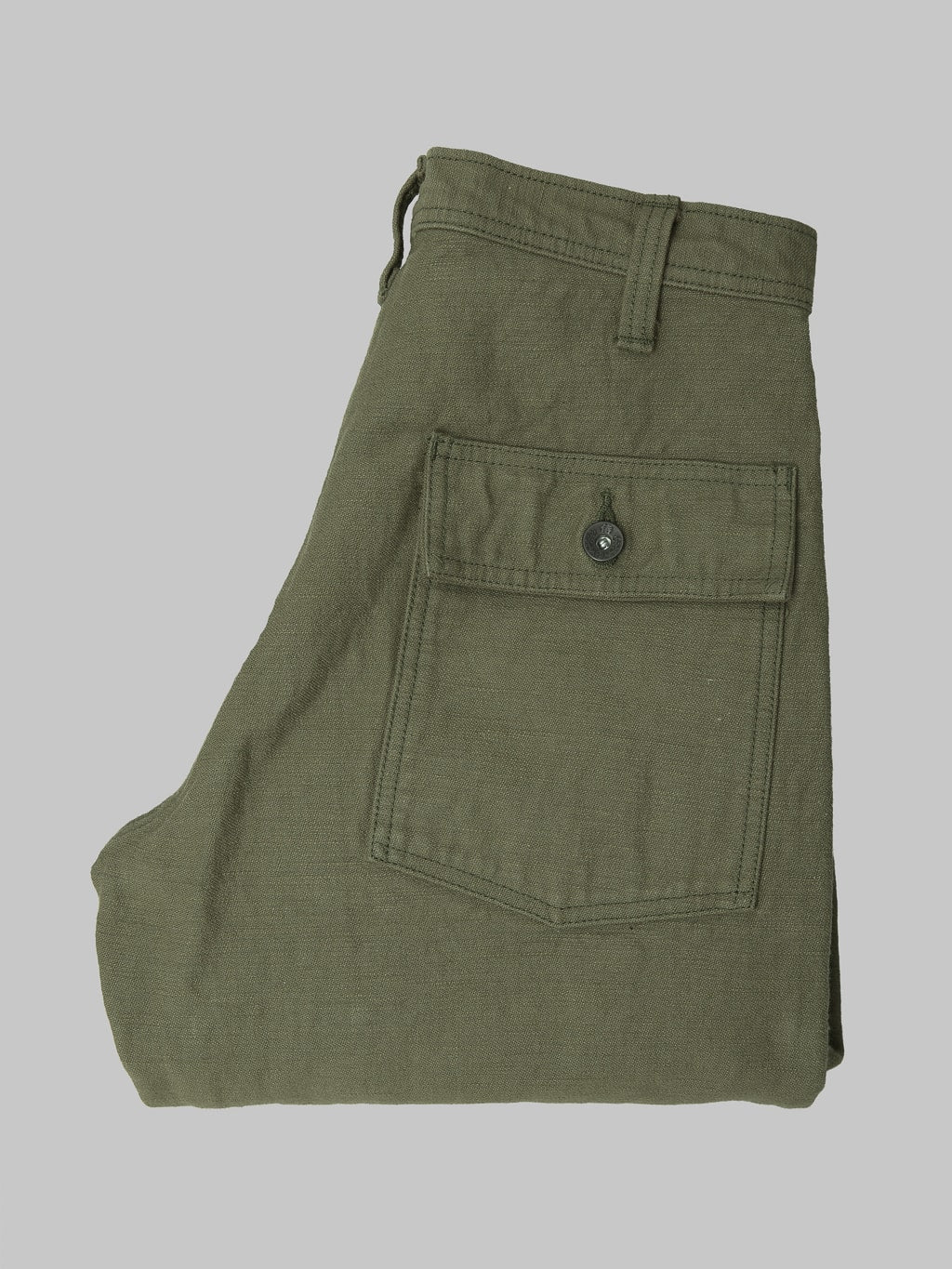 Samurai Jeans SJ52BP 15oz Heavy Weight Back Satin Baker Pants Olive - Redcast Heritage Co.