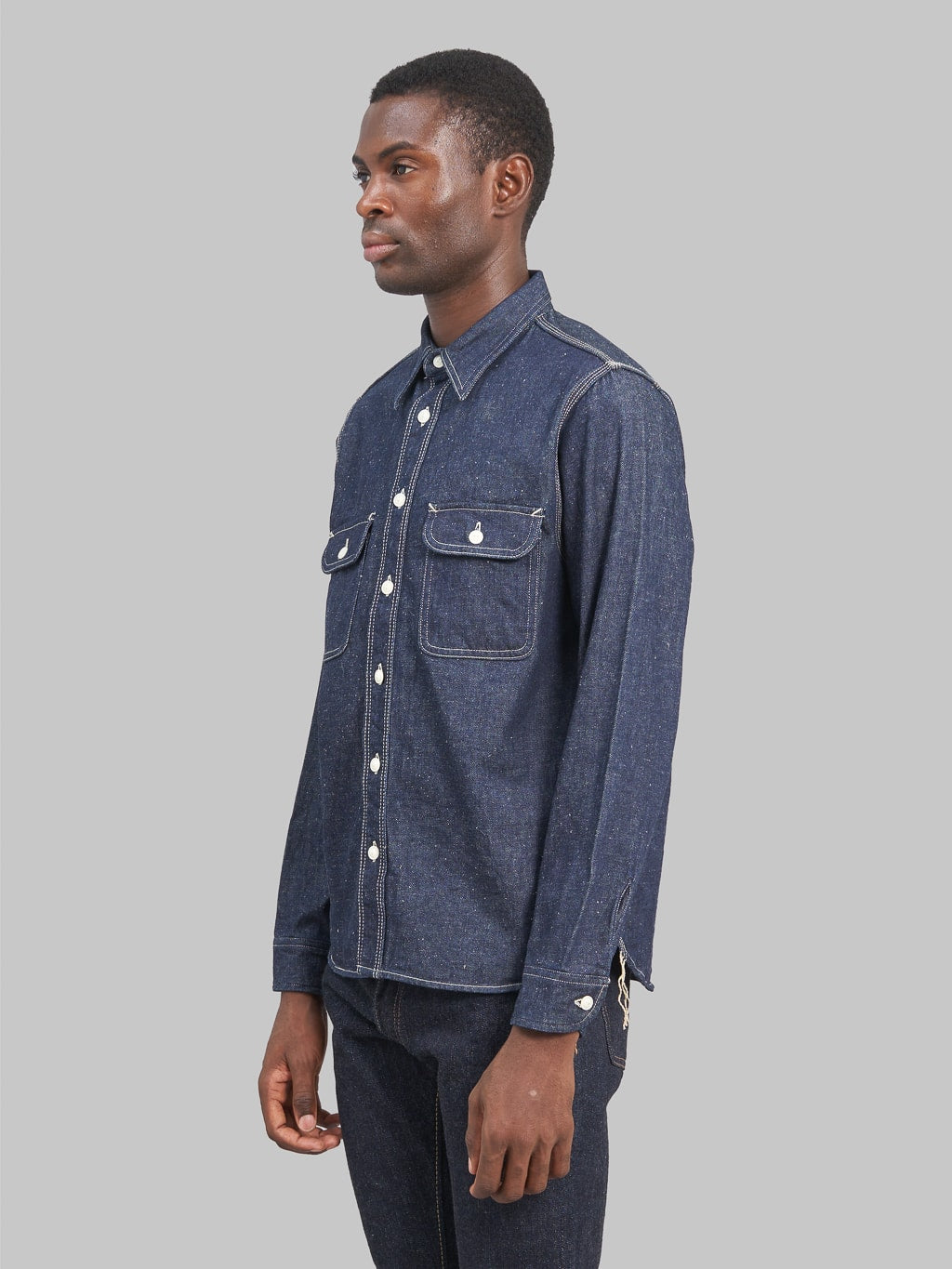 Samurai jeans denim work shirt model side fit