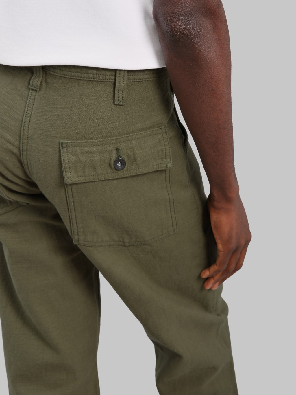 Samurai Jeans SJ52BP 15oz Heavy Weight Back Satin Baker Pants Olive - Redcast Heritage Co.