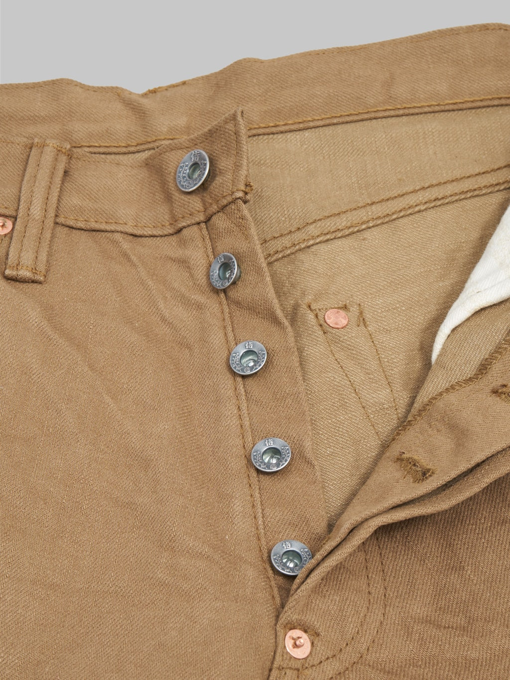 samurai jeans 15oz selvedge chino shorts khaki buttons