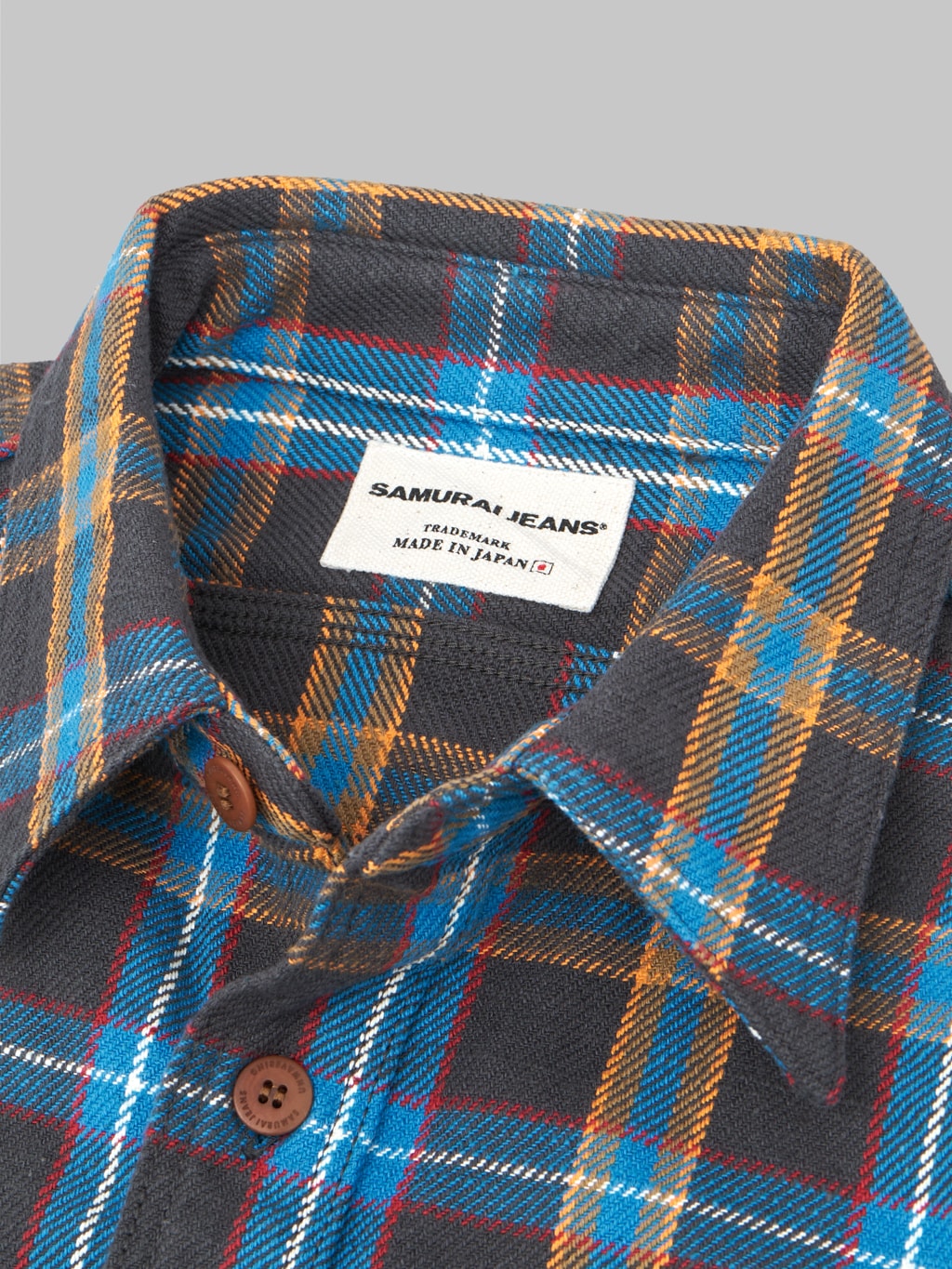 samurai jeans contest flannel work shirt interior label