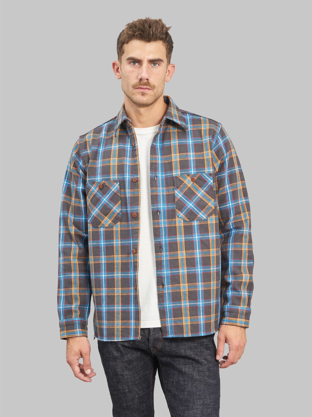 samurai jeans contest flannel work shirt style