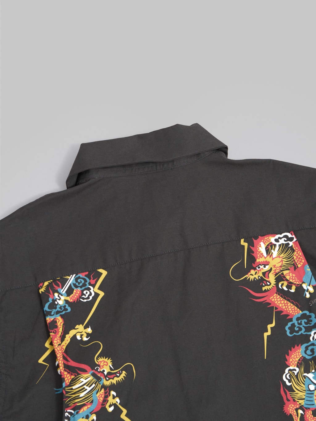 samurai jeans dragon hawaiian shirt black back details