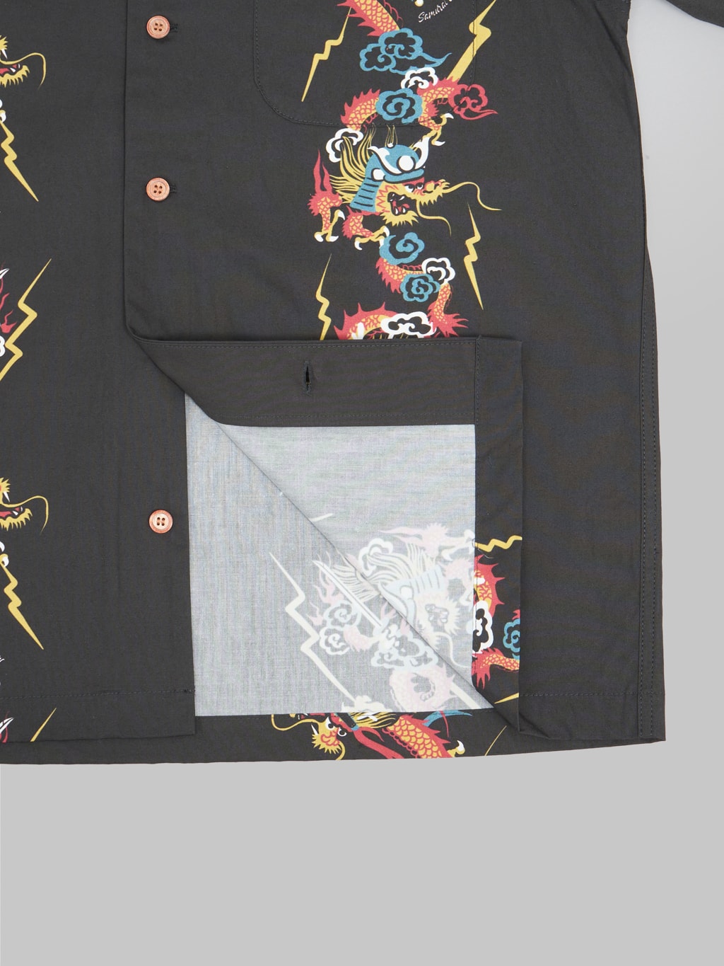 samurai jeans dragon hawaiian shirt black interior