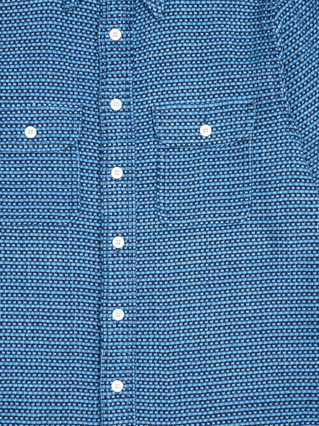 samurai jeans heavyweight natural indigo sashiko workshirt  chest closeup