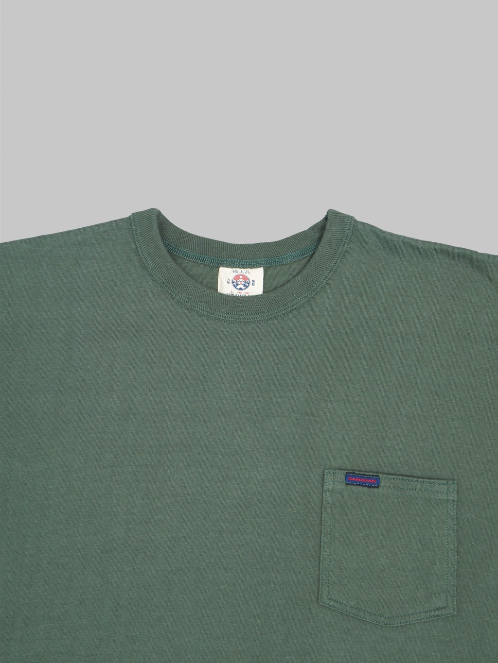 samurai jeans heavyweight pocket plain green crewneck