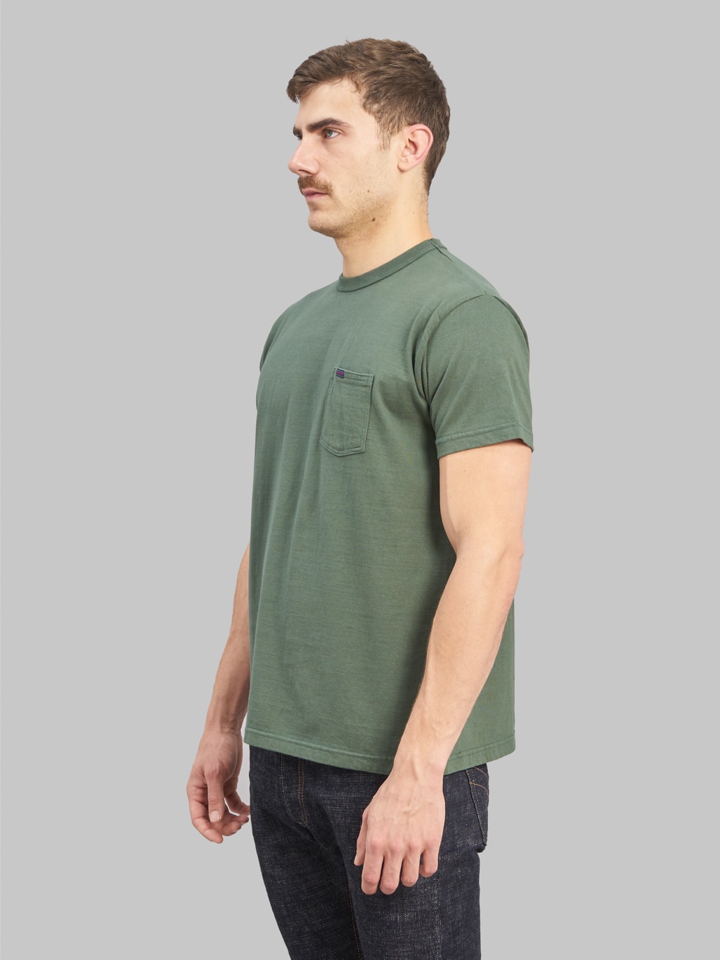 samurai jeans heavyweight pocket plain green side fit