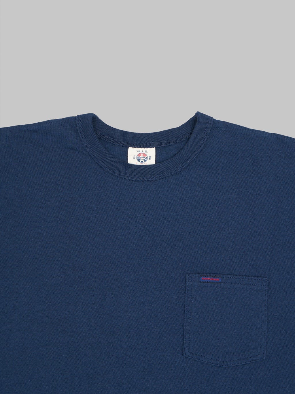 samurai jeans heavyweight pocket plain navy crewneck