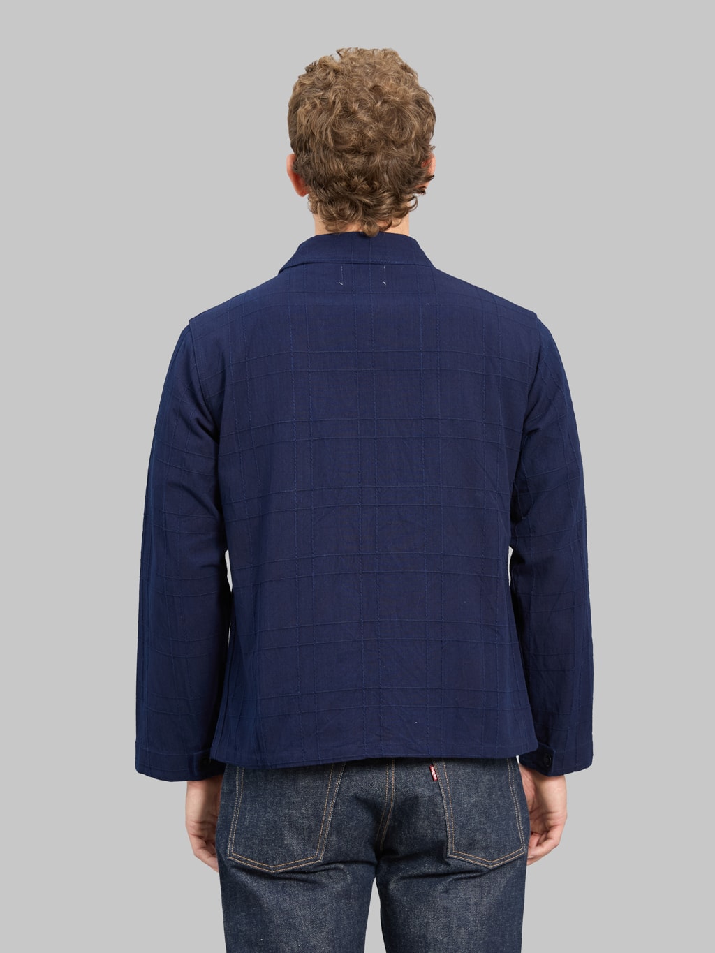 Samurai Jeans SJSJK26-ARS Indigo Sashiko Lattice Dobby Jacket