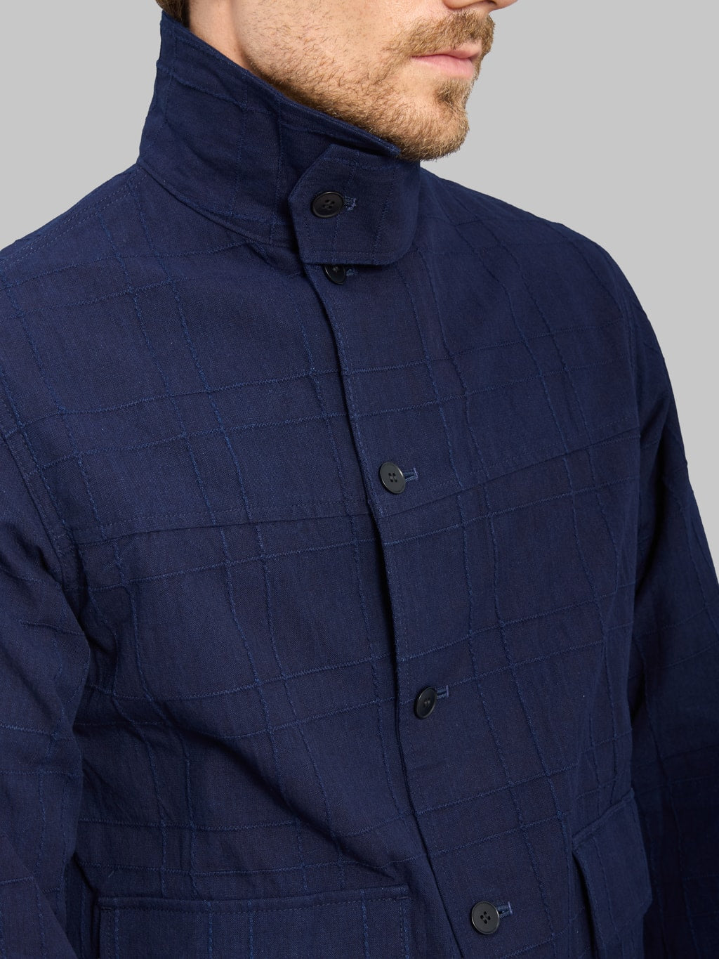 Samurai Jeans SJSJK26-ARS Indigo Sashiko Lattice Dobby Jacket