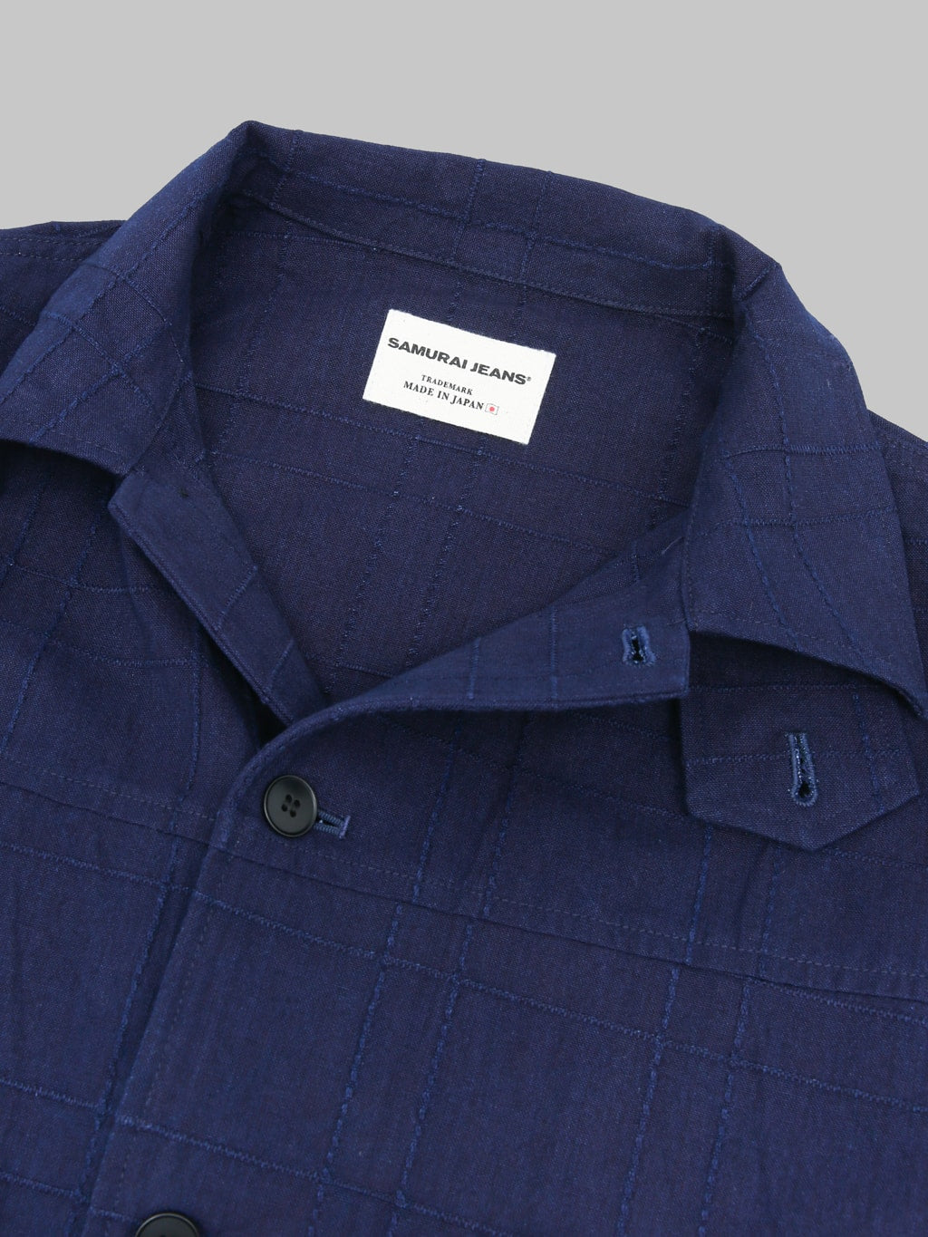 Samurai Jeans SJSJK26-ARS Indigo Sashiko Lattice Dobby Jacket